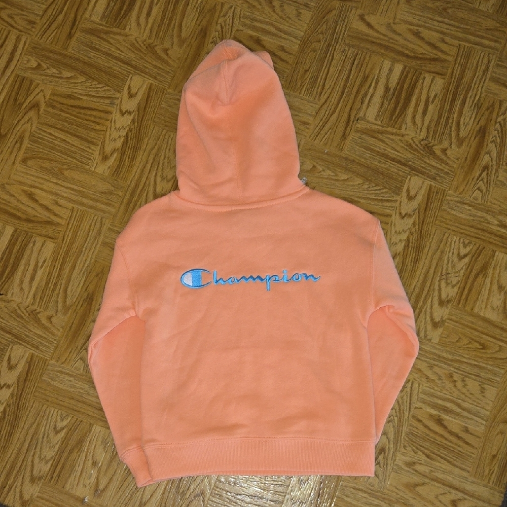 Champion Papaya Punch Hoodie with Blue Logo